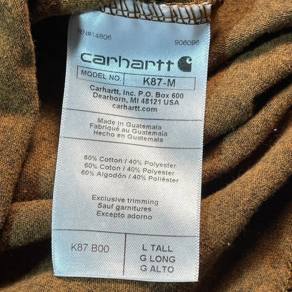 Carhartt Shirt Men's Large Brown Tall Loose‎ Fit K87 B00 Utility Outdoorsy Fall